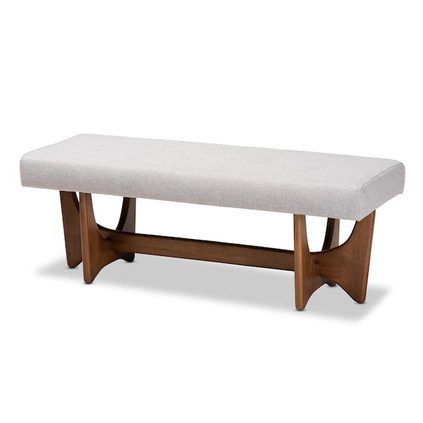 Baxton Studio Theo Mid-Century Beige Upholstered Walnut Finished Bench 159-9834 - main